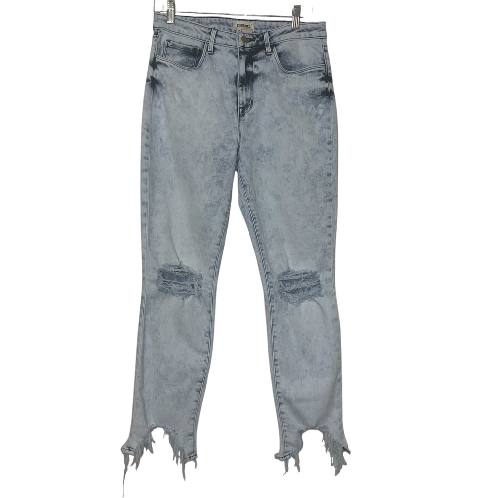 L’Agence Highline High Rise Skinny Jean in Calypso Distressed Sz 29